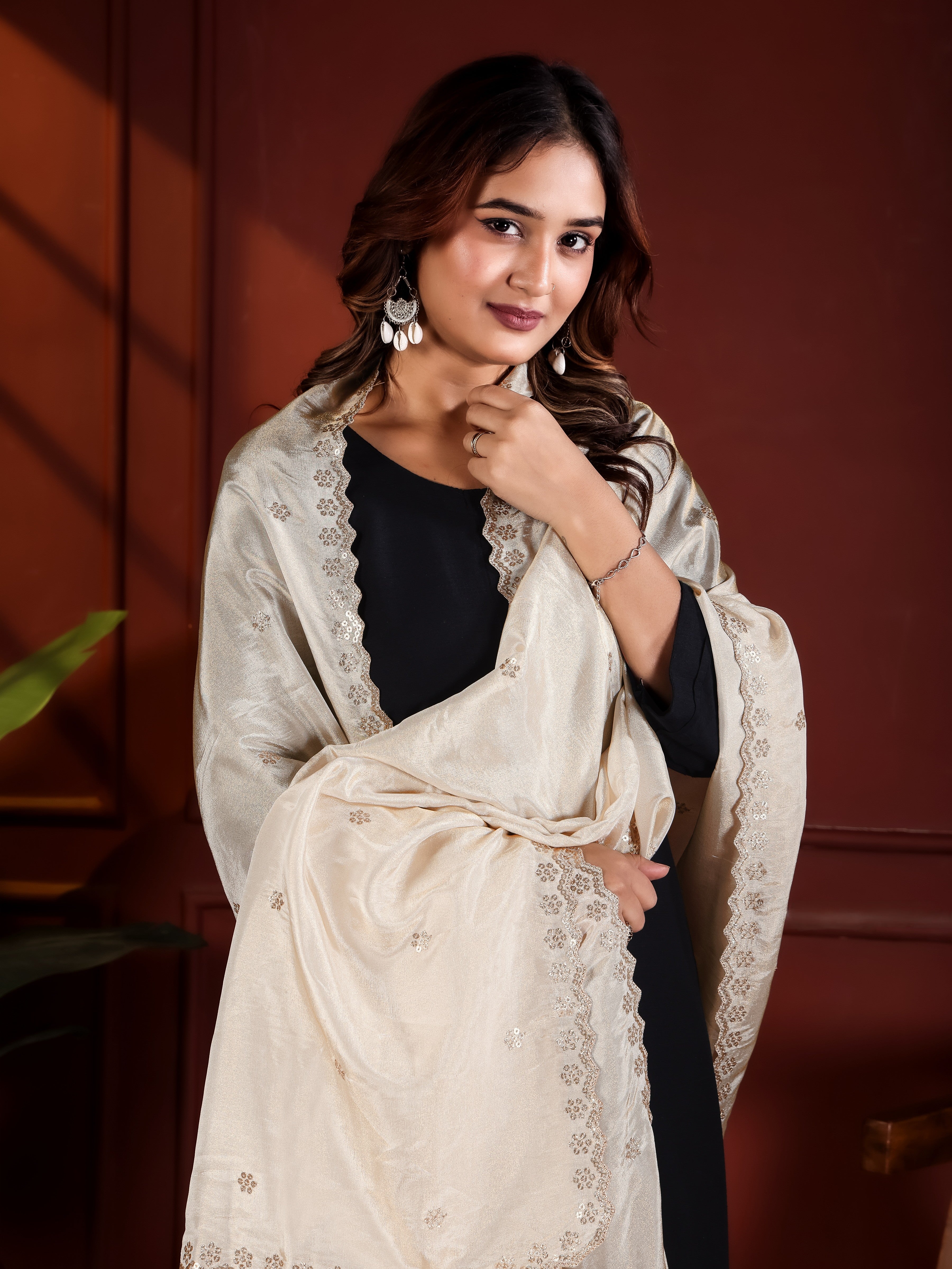 Dyeable Shimmer Tissue Silk Dupatta - Noore Charm