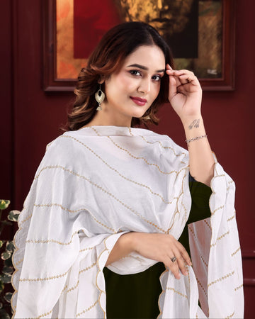 Dyeable Chinon Embroidered Dupatta With Sequins & Zari Work - Mridula Varn