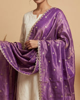 Noore Charm Purple Tissue Silk Dupatta With Sequins & Zari Work