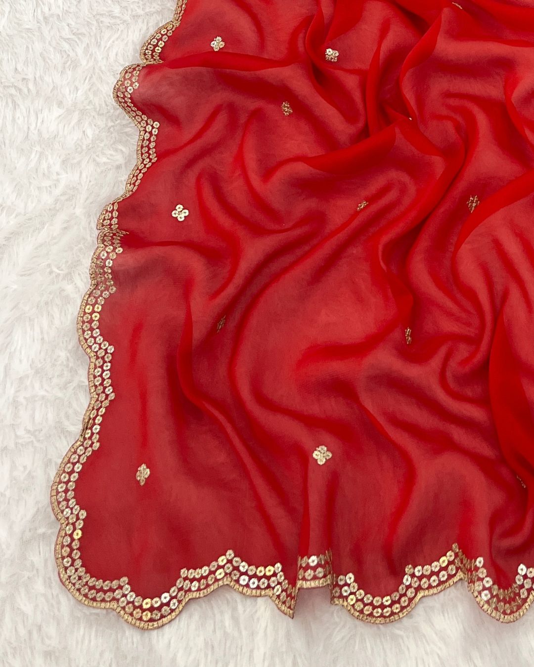 Rangoli Embroidered Red Dupatta With Sequins & Zari Work - Mastani Rooh