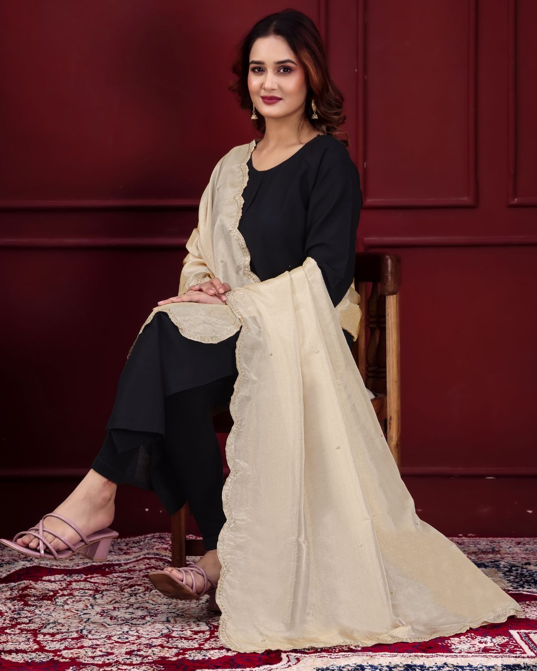 Dyeable Tissue Silk Embroidered Dupatta With Sequins & Zari Work - Mehboob Andaaz