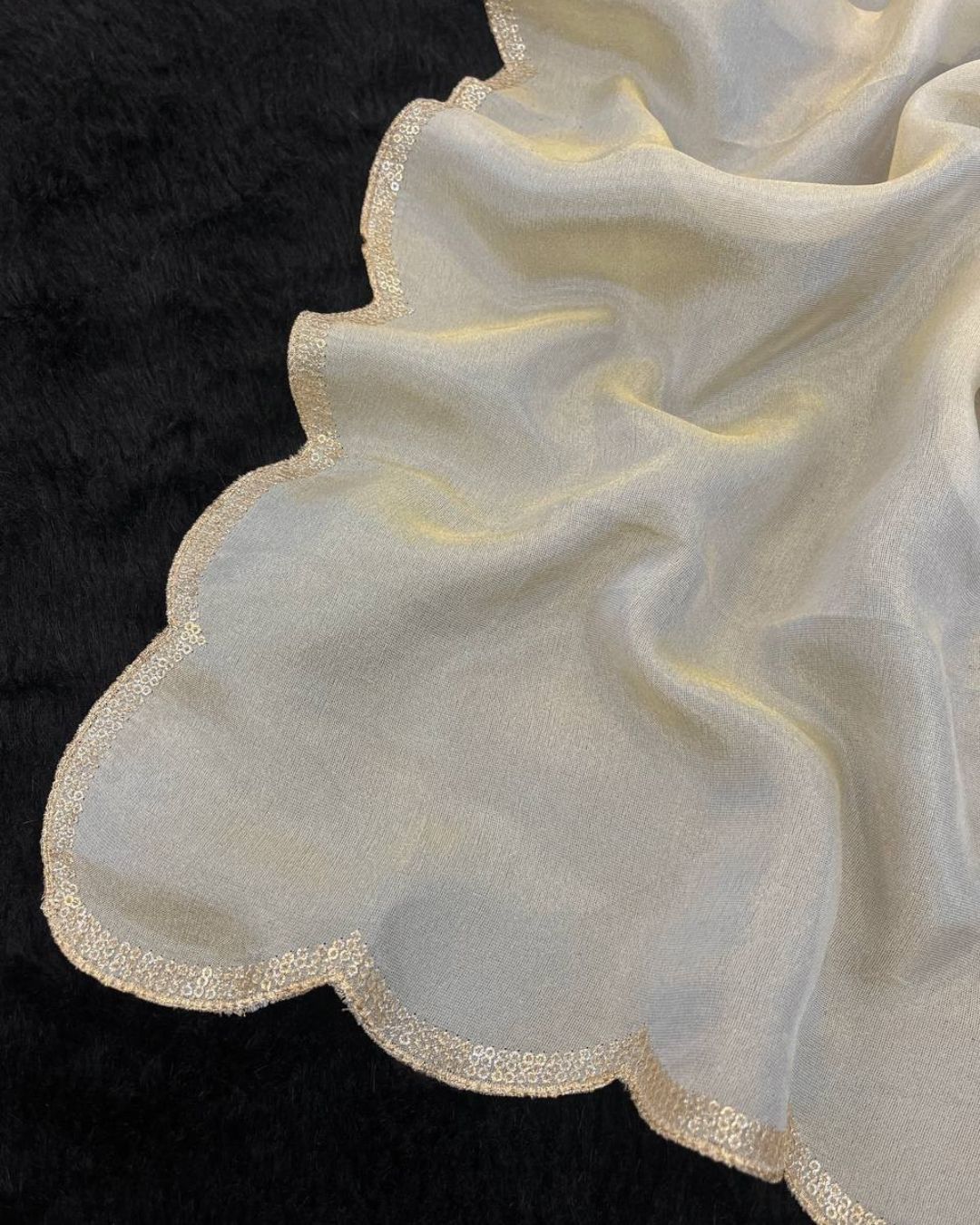 Dyeable Tissue Silk Embroidered Dupatta With Sequins & Zari Work - Dastan Suroor