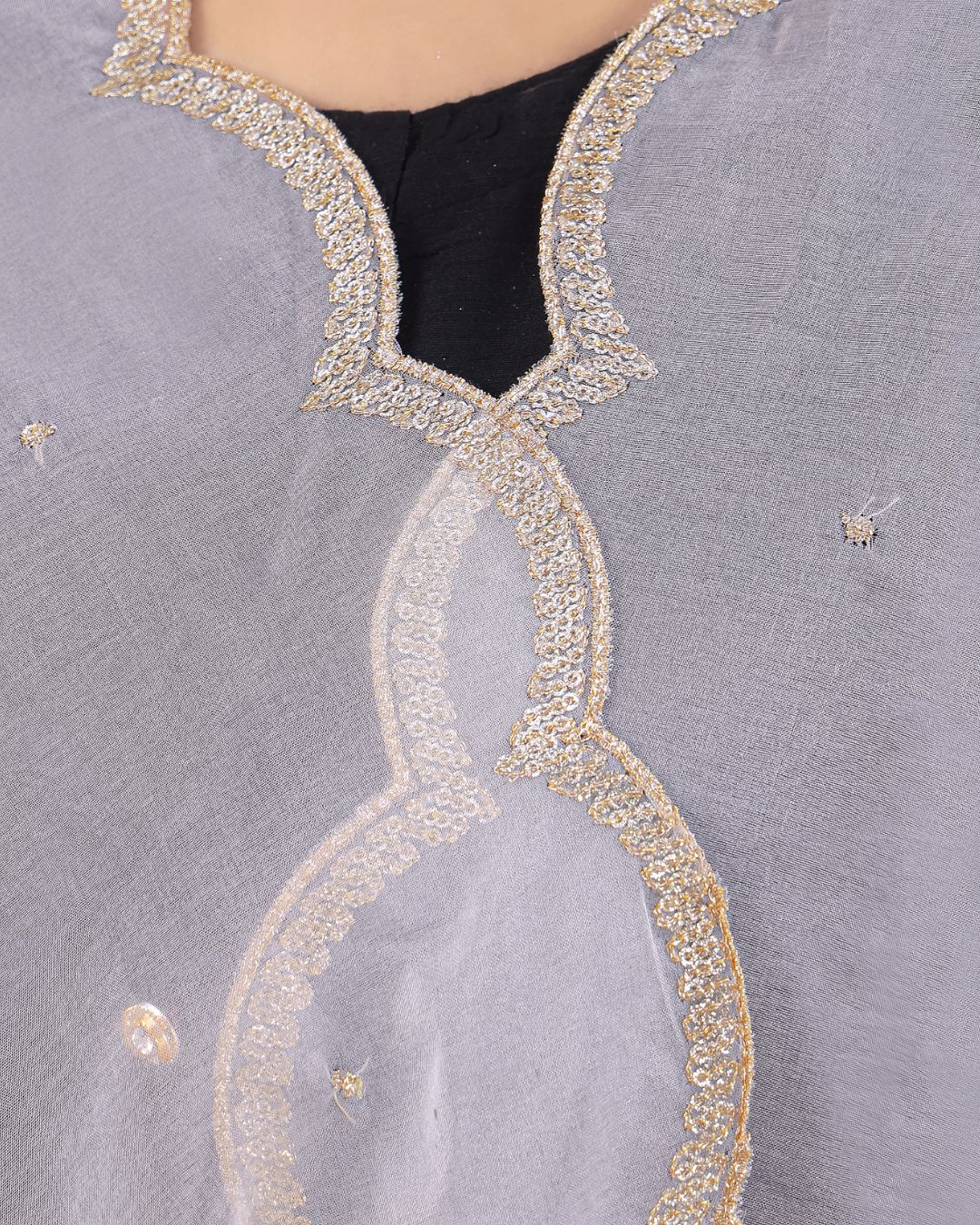 Dyeable Organza Embroidered Dupatta With Sequins & Zari Work - Mannat Roop