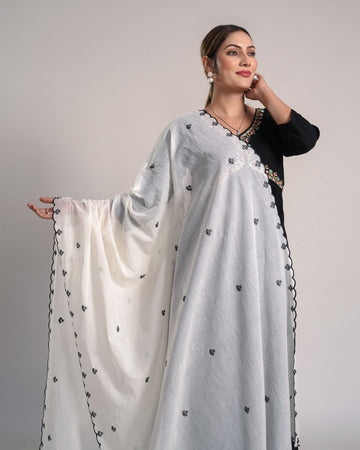 Dyeable Cotton Mulmul Dupatta - Dotted Charm