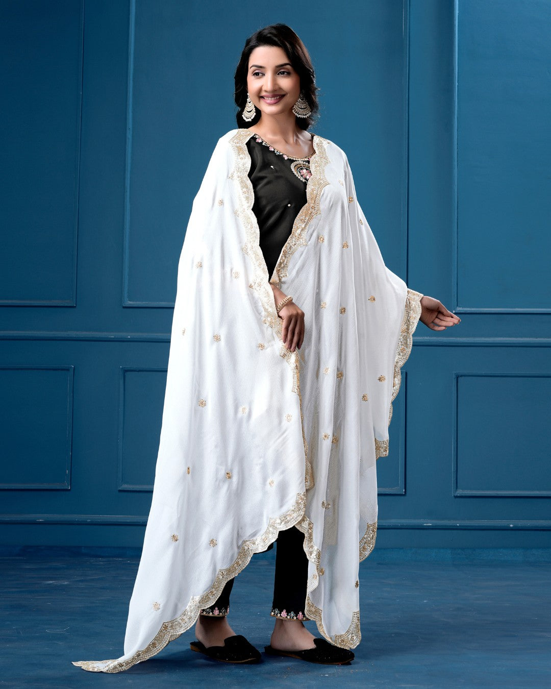 Dyeable Pure Chinon Dupatta - Ornate Contour
