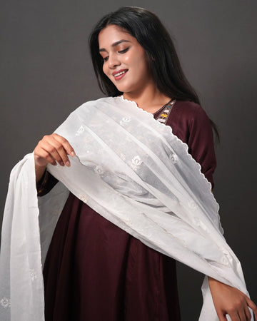 Dyeable Cotton Mulmul Dupatta - Mahnoor Charm