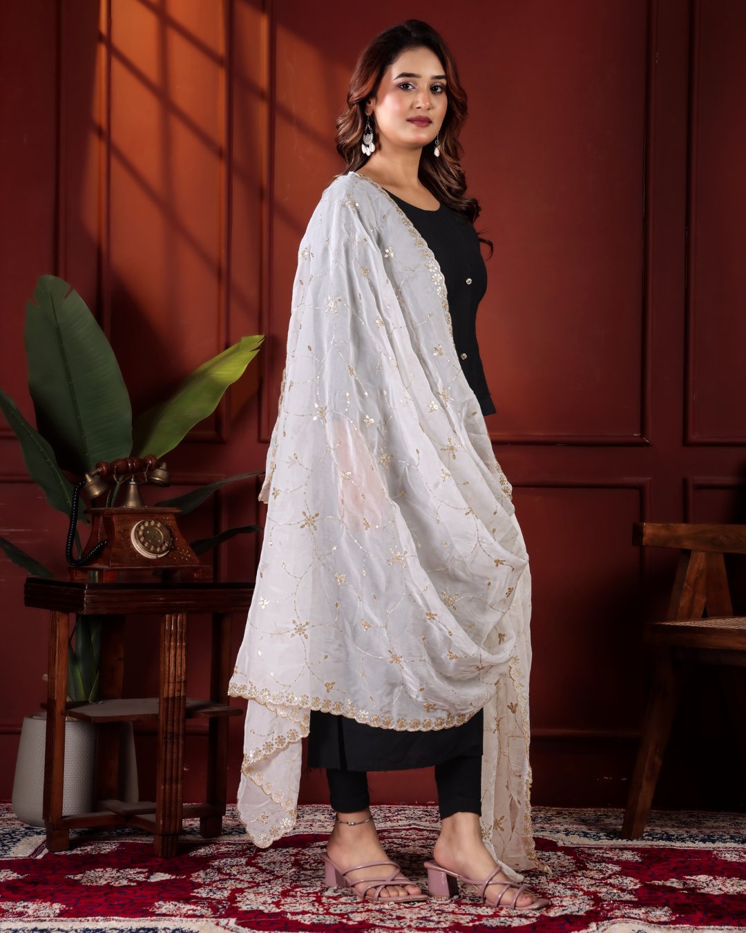 Dyeable Pure Organza Dupatta - Nakshika Jaal