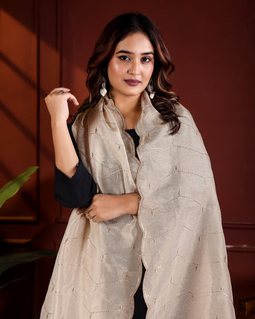 Dyeable Shimmer Tissue Silk Dupatta - Lattice Luxe
