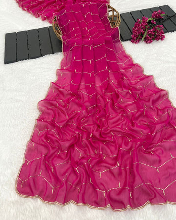 Rangoli Embroidered Light Rani Dupatta With Sequins & Zari Work - Varnam Rekha