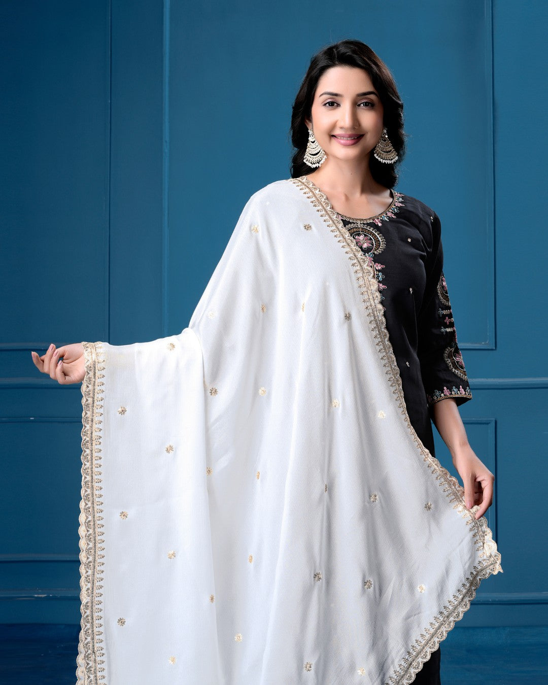 Dyeable Pure Chinon Dupatta - Filigree Grace