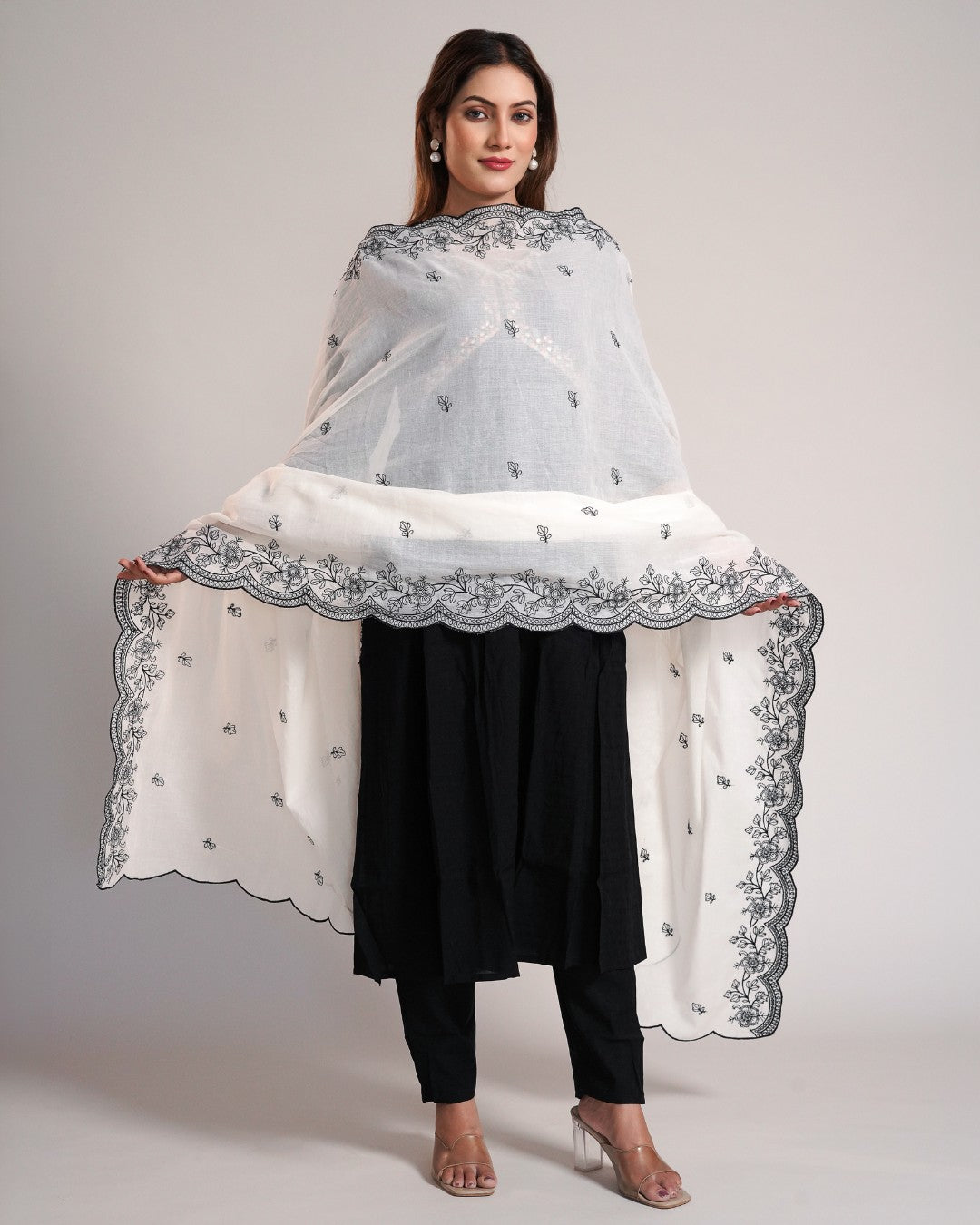 Dyeable Cotton Mulmul Dupatta — Bloom Wave