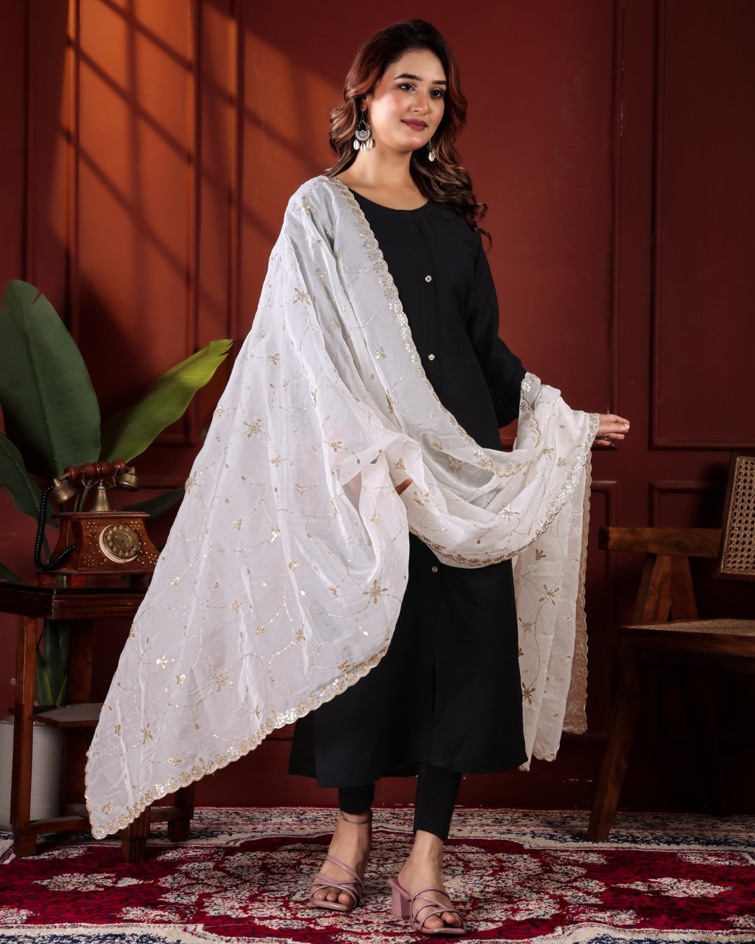 Dyeable Pure Organza Dupatta - Nakshika Jaal