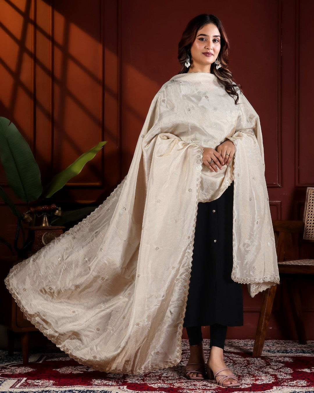 Dyeable Shimmer Tissue Silk Dupatta - Noore Charm