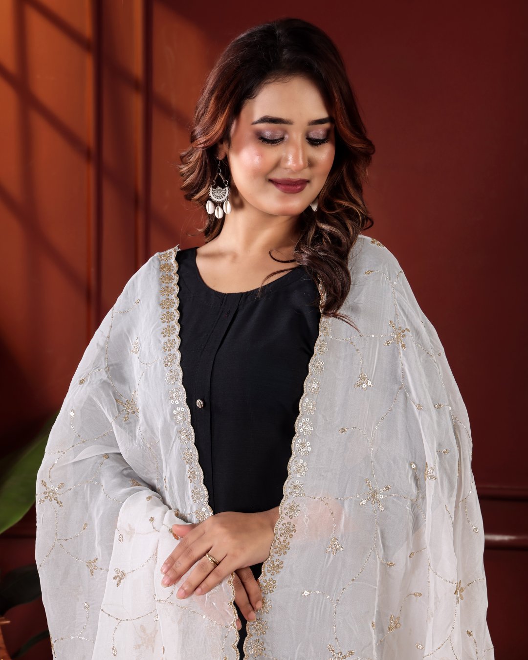 Dyeable Pure Organza Dupatta - Nakshika Jaal