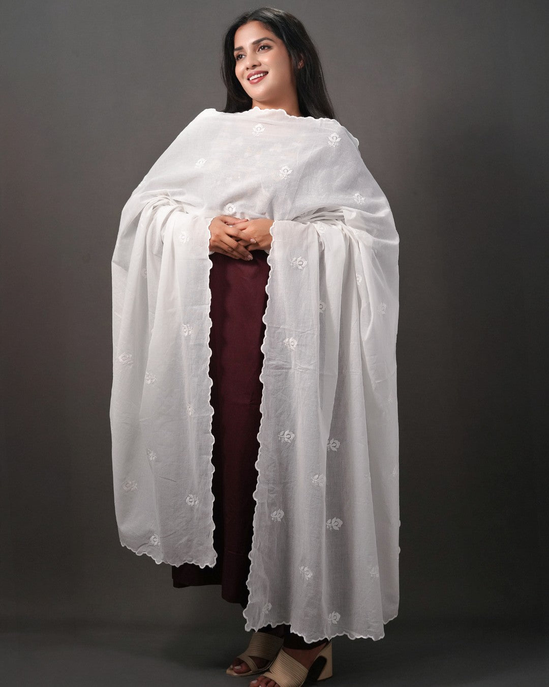 Dyeable Cotton Mulmul Dupatta - Mahnoor Charm
