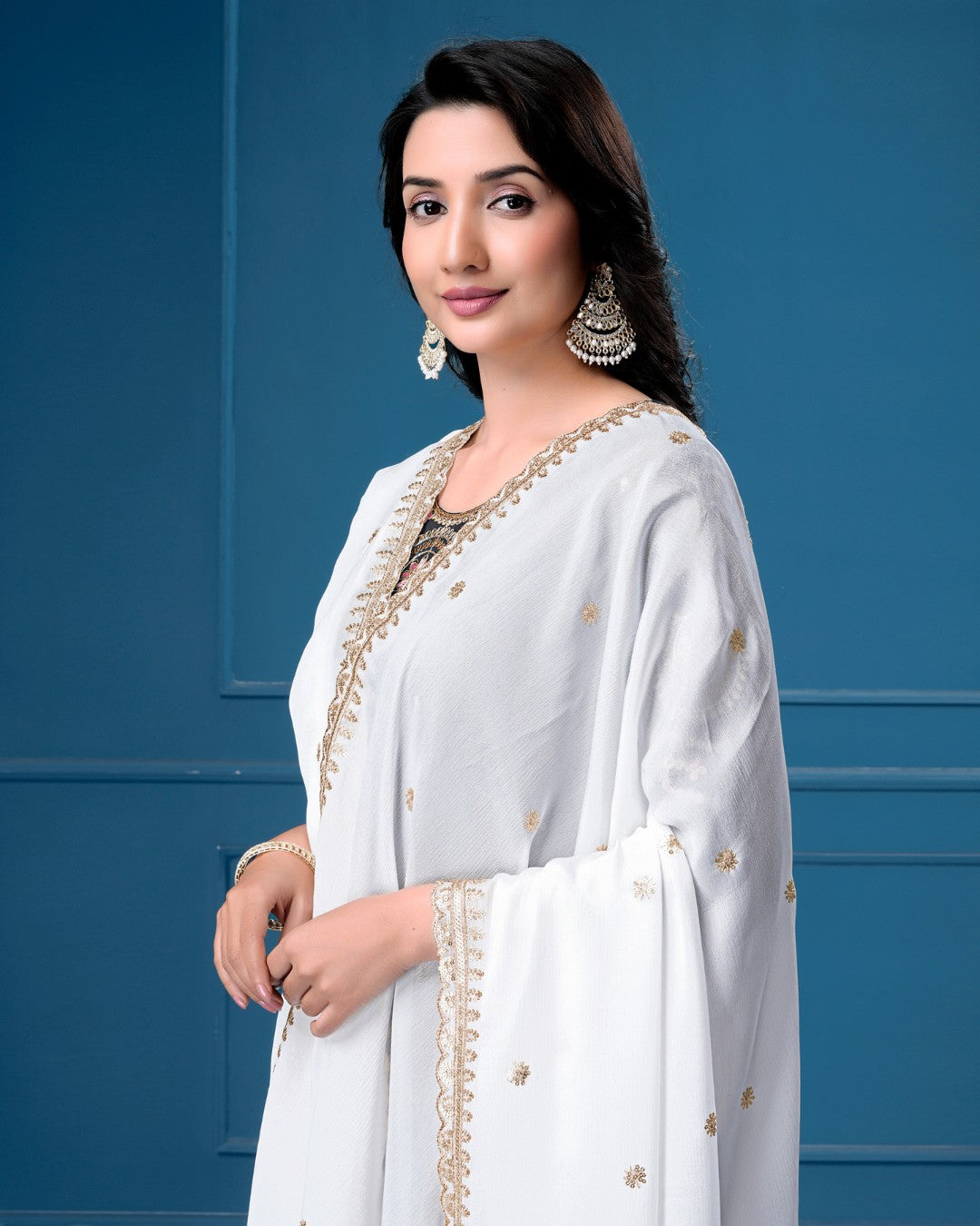 Dyeable Pure Chinon Dupatta - Filigree Grace
