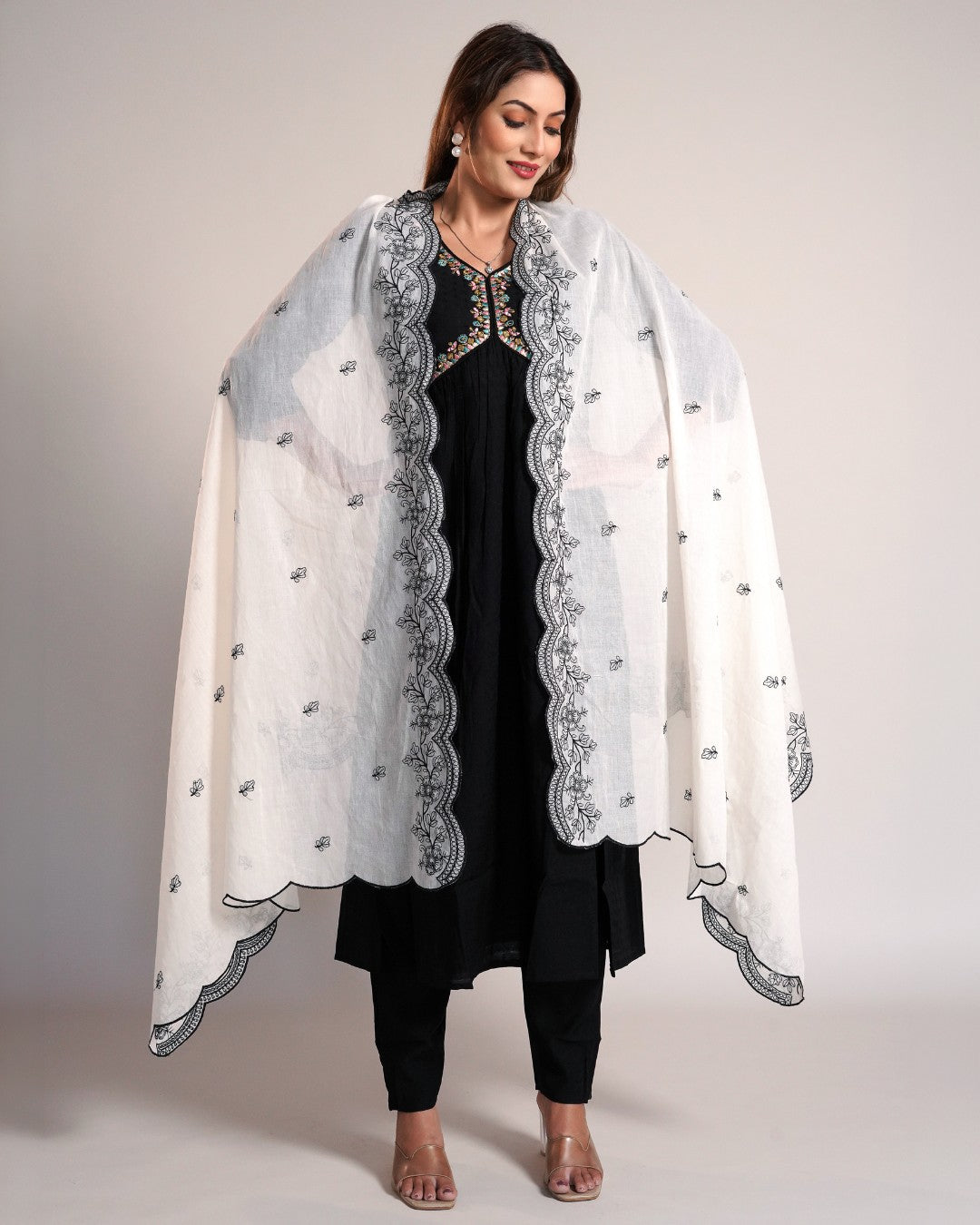 Dyeable Cotton Mulmul Dupatta — Bloom Wave