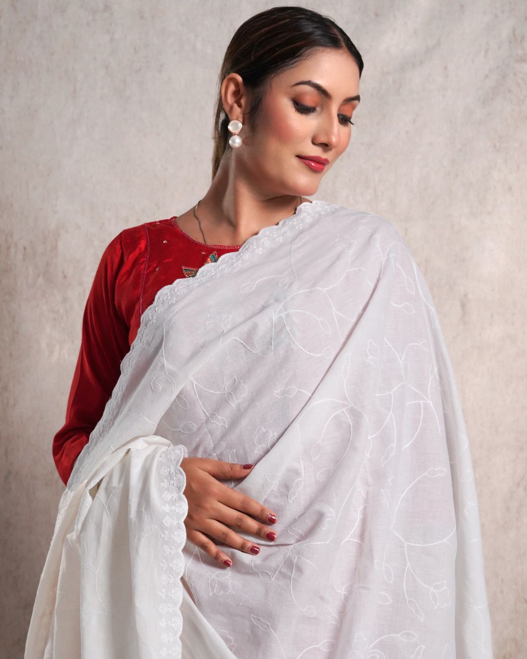 Dyeable Cotton Mulmul Dupatta - Classy Twirl