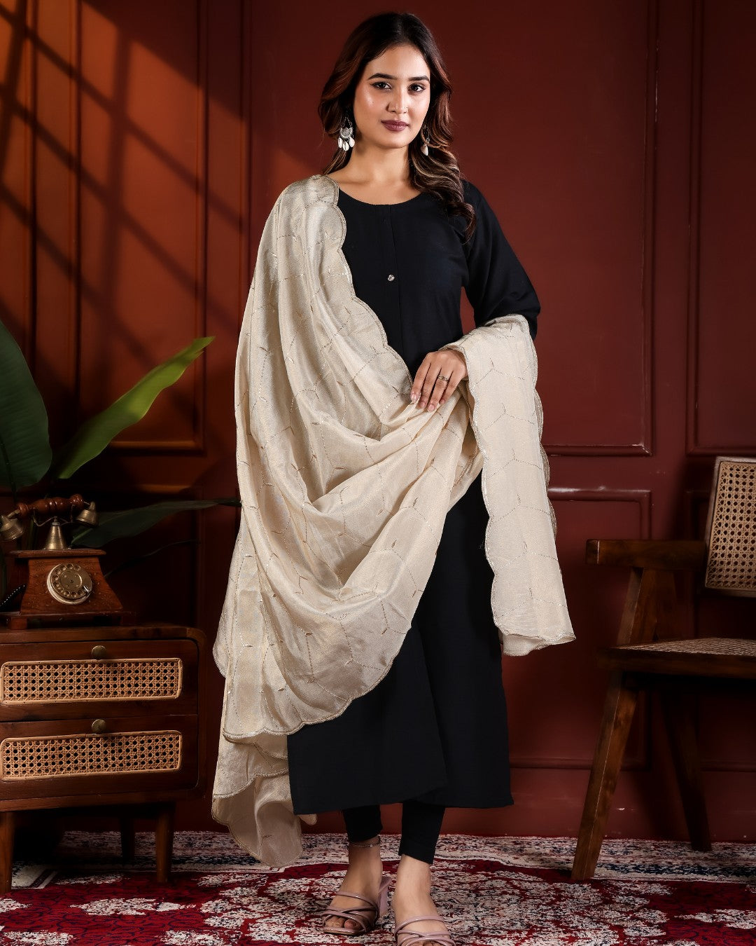 Dyeable Shimmer Tissue Silk Dupatta - Lattice Luxe
