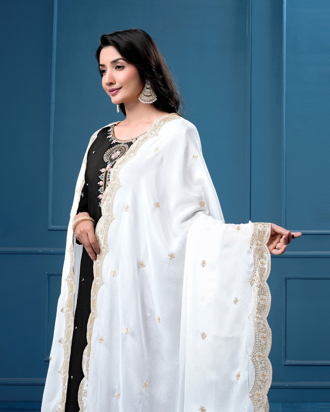 Dyeable Pure Chinon Dupatta - Ornate Contour