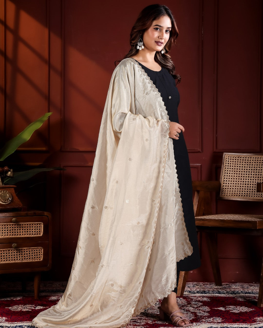 Dyeable Shimmer Tissue Silk Dupatta - Noore Charm