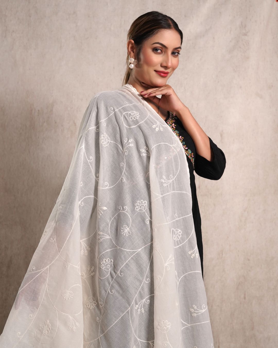 Dyeable Cotton Mulmul Dupatta - Botanic Trails