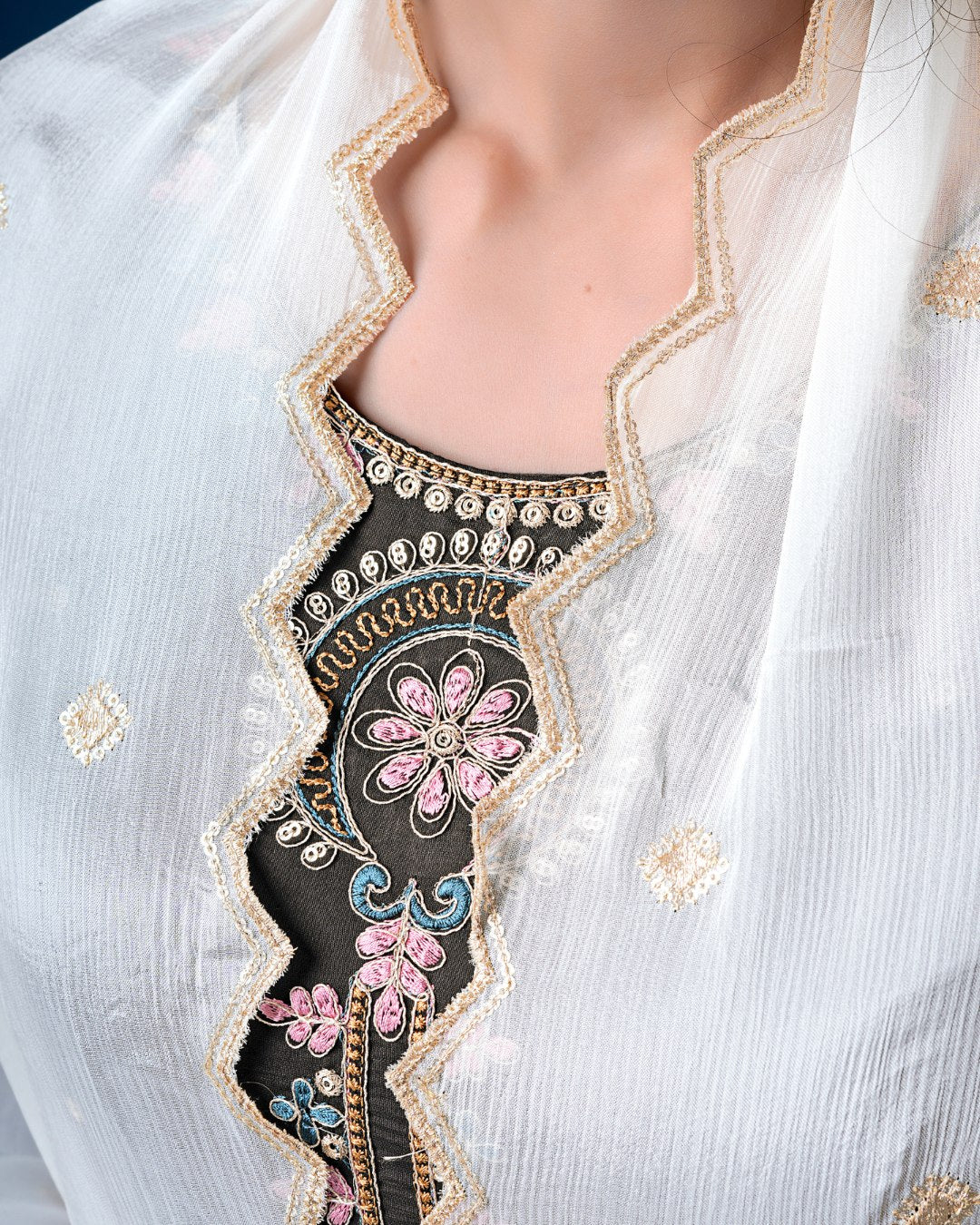 Dyeable Pure Chinon Dupatta - Majestic Crest