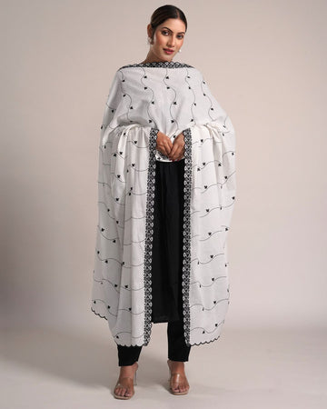 Dyeable Cotton Mulmul Dupatta - Flowy Waves