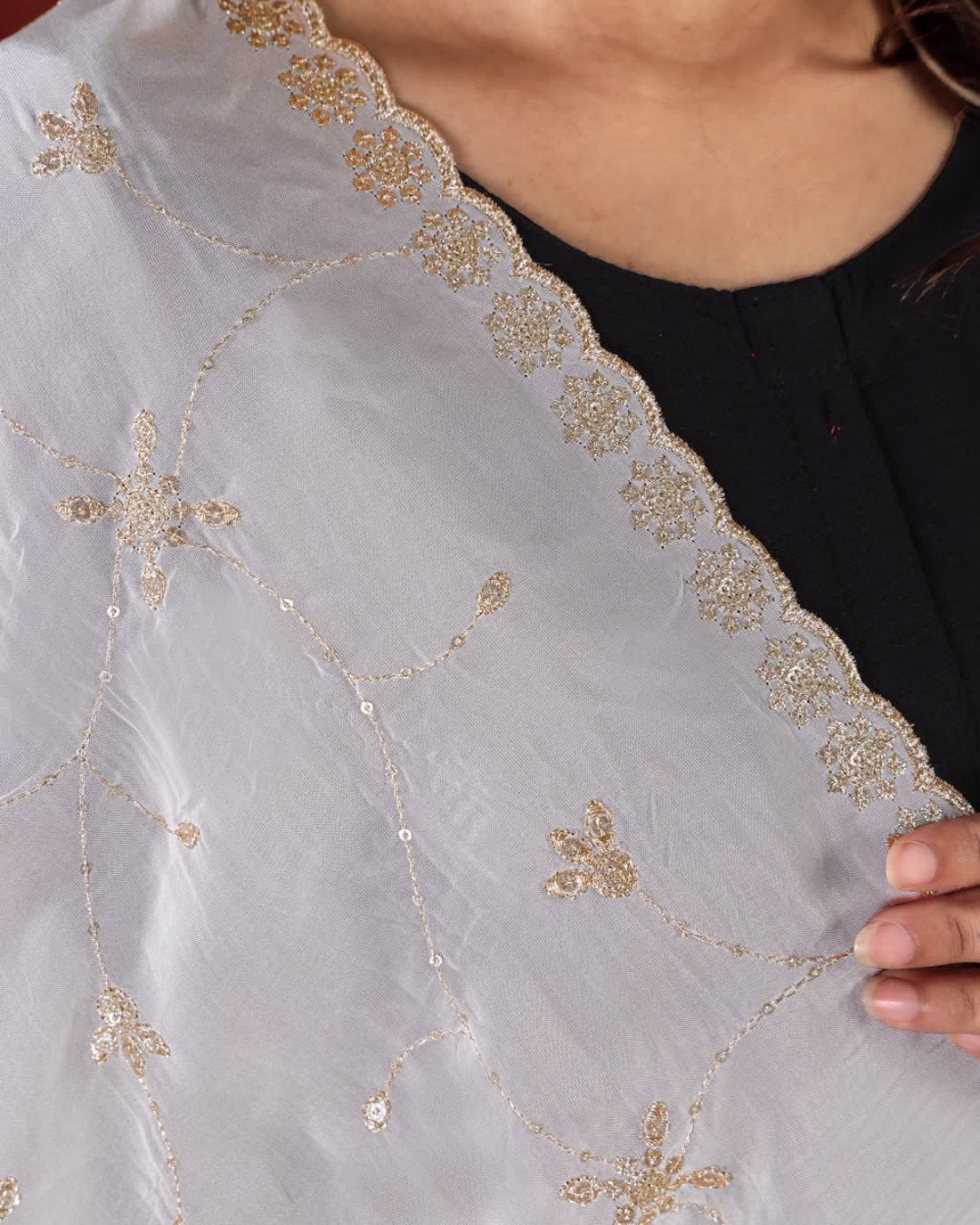 Dyeable Pure Organza Dupatta - Nakshika Jaal