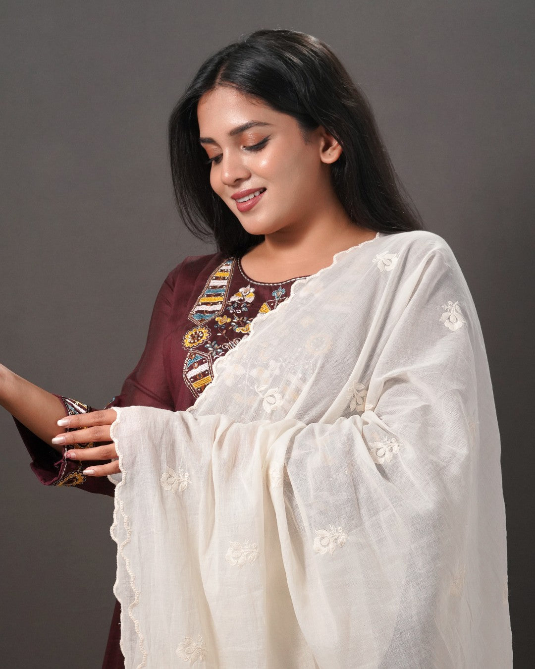 Dyeable Cotton Mulmul Dupatta - Mahnoor Charm