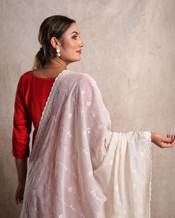 Dyeable Cotton Mulmul Dupatta — Linear Flow