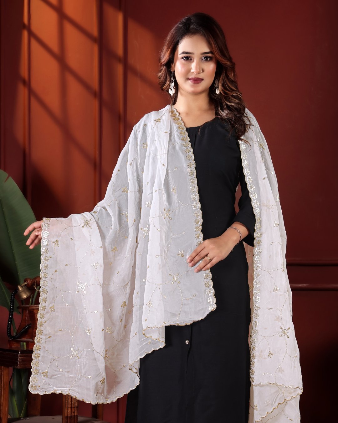Dyeable Pure Organza Dupatta - Nakshika Jaal