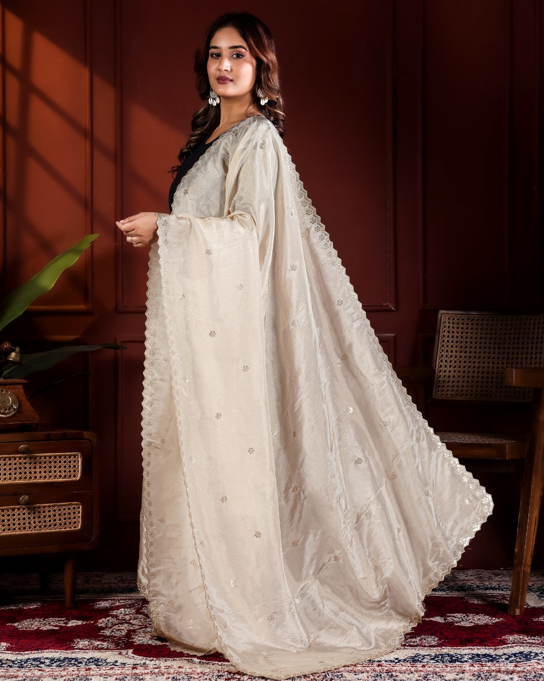 Dyeable Shimmer Tissue Silk Dupatta - Noore Charm