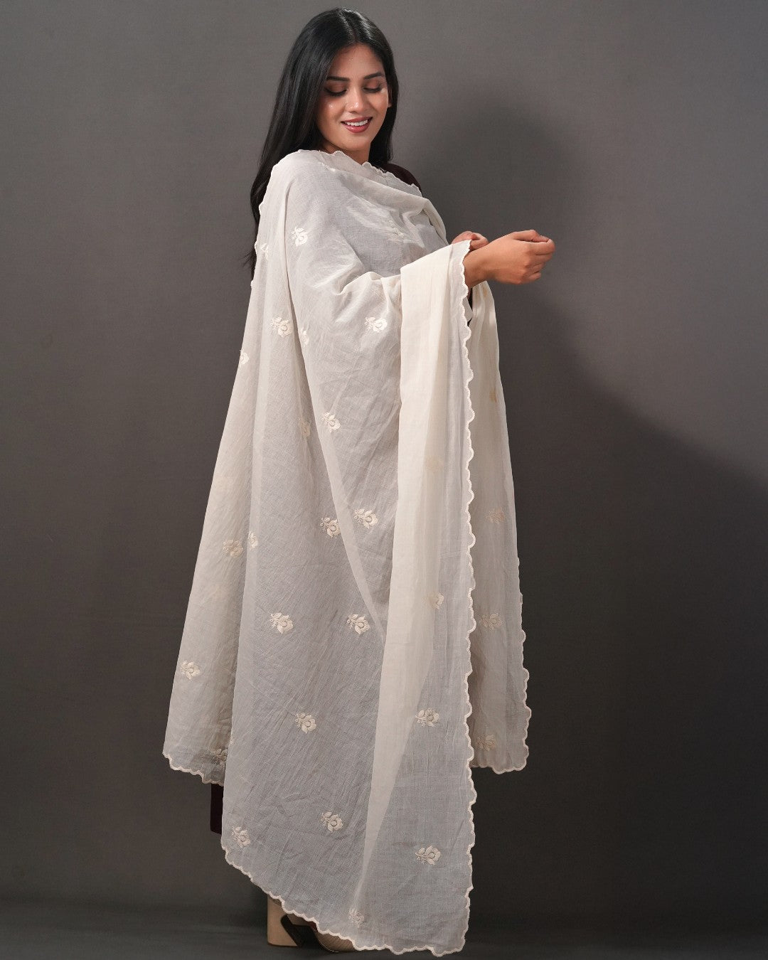 Dyeable Cotton Mulmul Dupatta - Mahnoor Charm