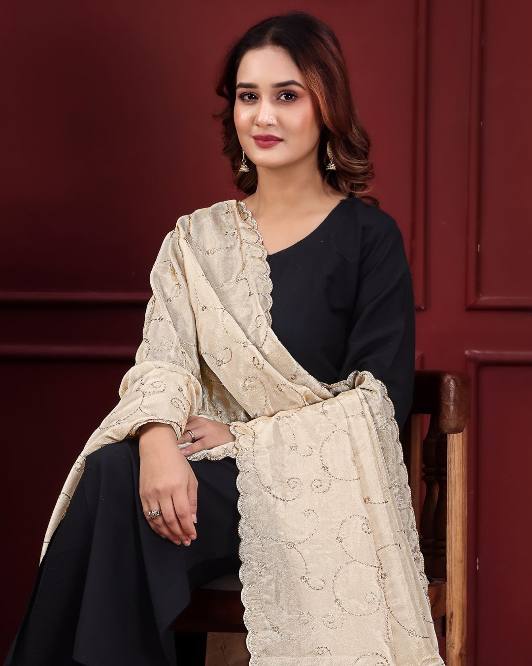 Dyeable Tissue Silk Embroidered Dupatta With Sequins & Zari Work - Mehrika