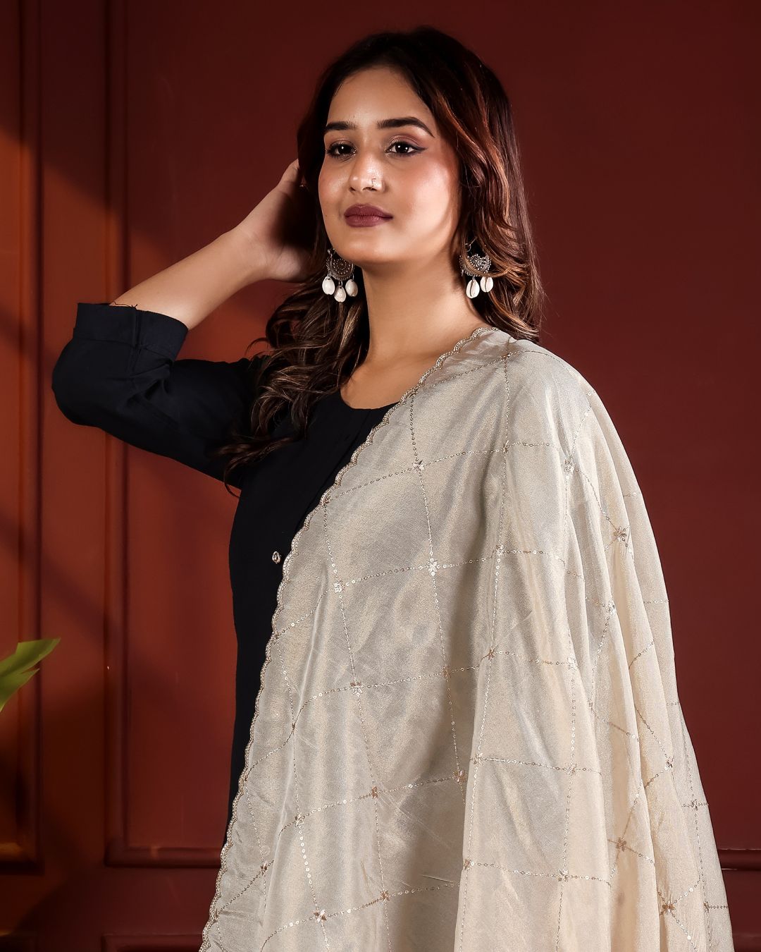 Dyeable Shimmer Tissue Silk Dupatta - Nazakat Zari