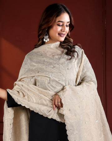 Dyeable Shimmer Tissue Silk Dupatta - Loop Flow