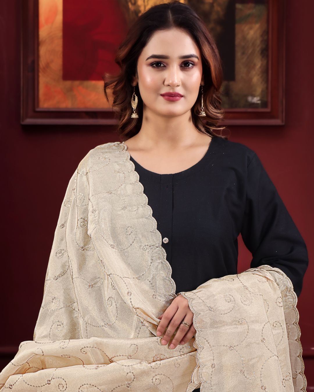 Dyeable Tissue Silk Embroidered Dupatta With Sequins & Zari Work - Mehrika
