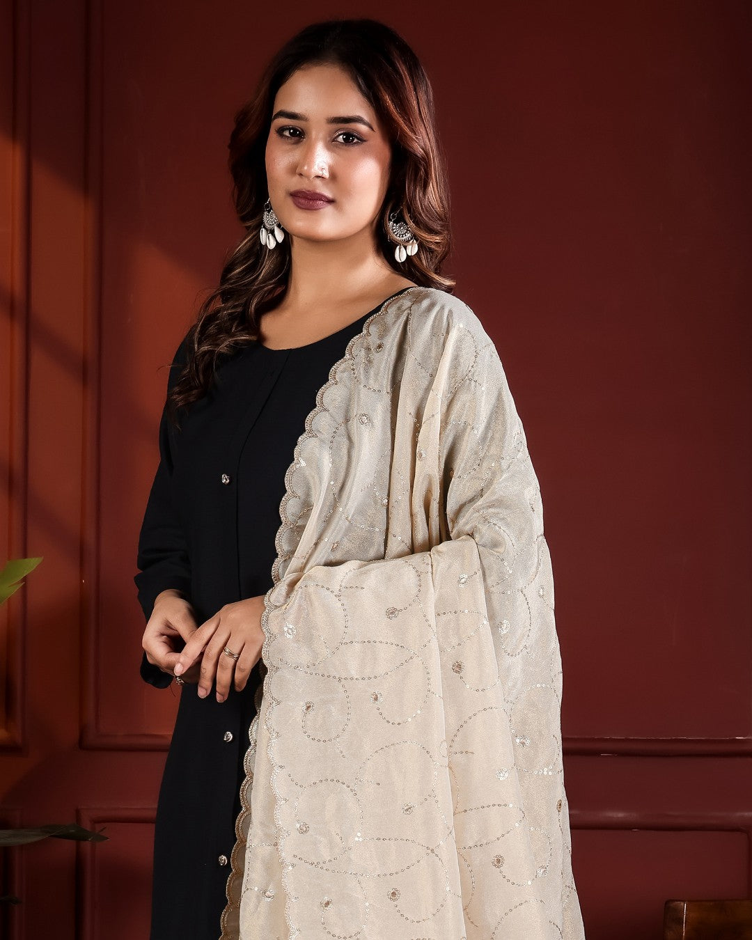 Dyeable Shimmer Tissue Silk Dupatta - Loop Flow