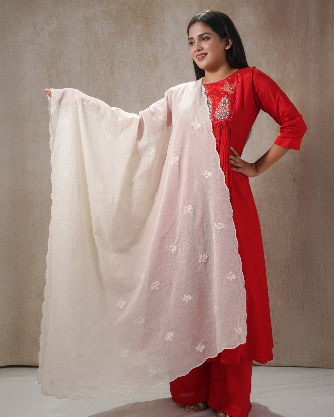 Dyeable Cotton Mulmul Dupatta - Buti Charm 2