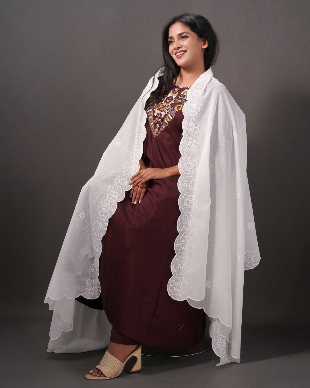 Dyeable Cotton Mulmul Dupatta - Grace Edge