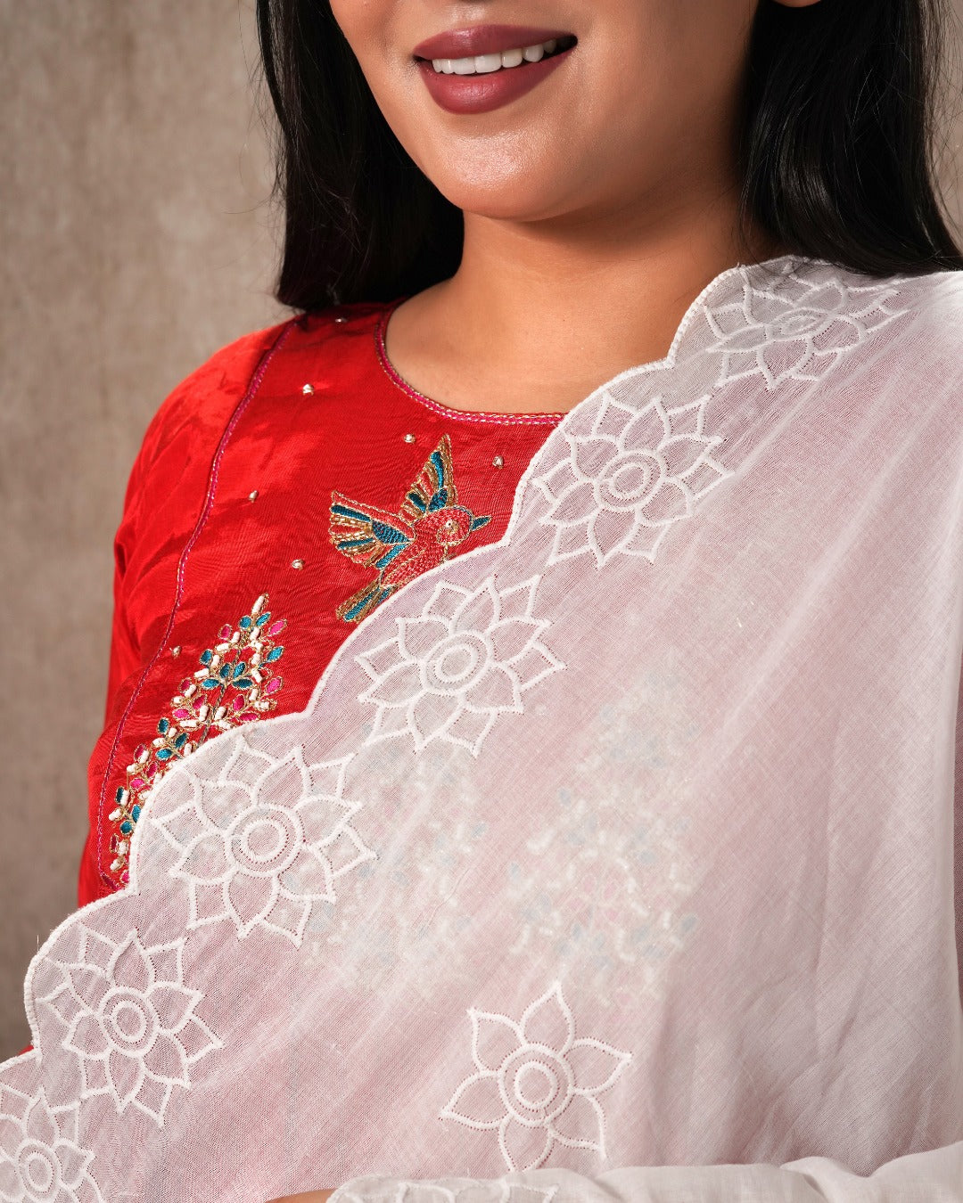 Dyeable Cotton Mulmul Dupatta - Lotus Curve 4