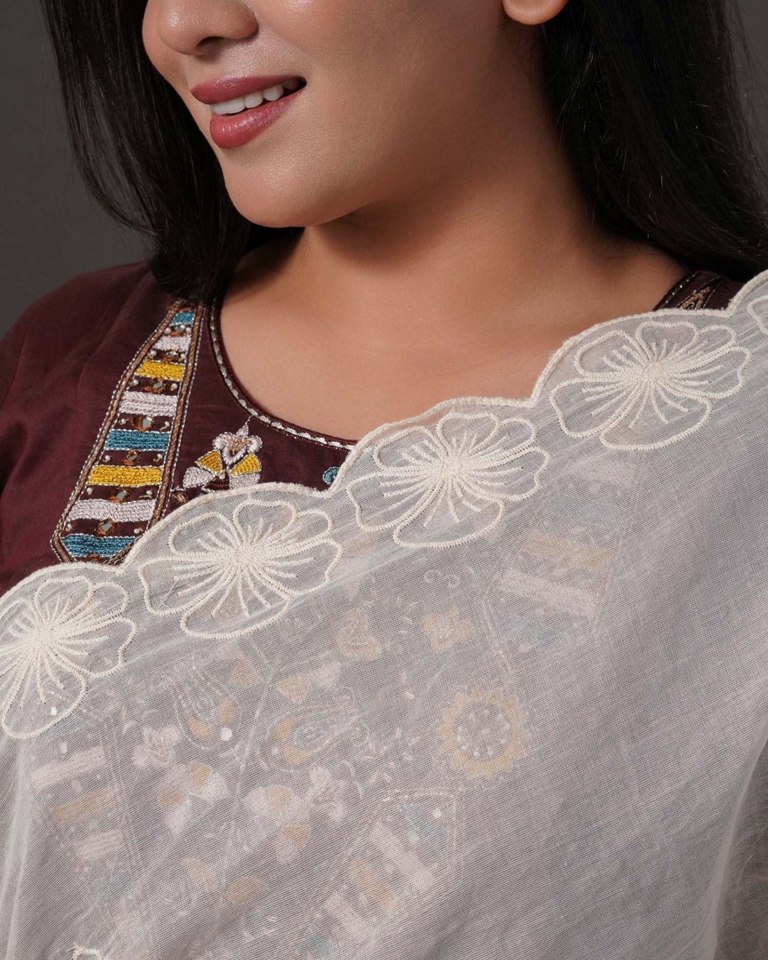 Dyeable Cotton Mulmul Dupatta - Petal Grace 3