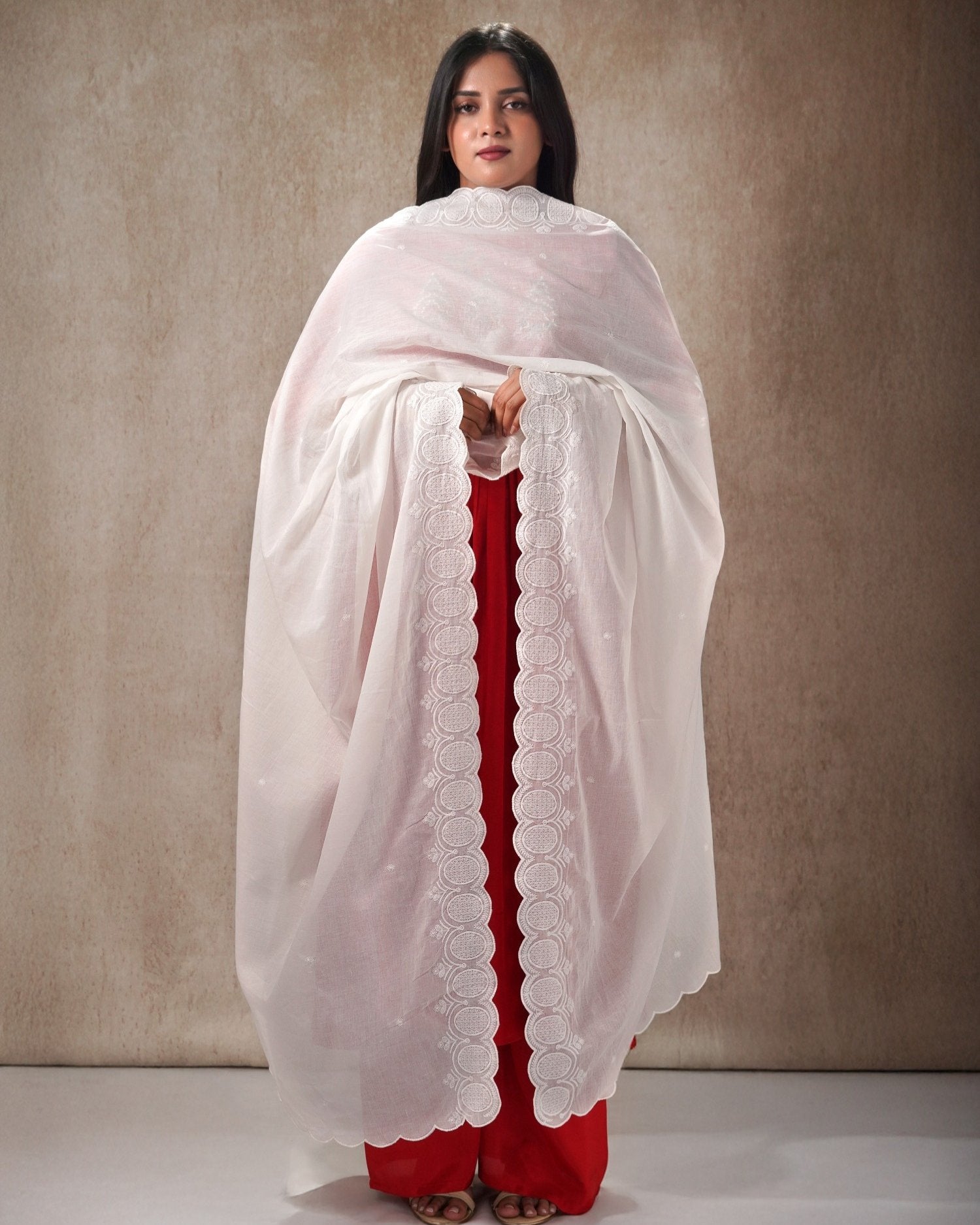 Dyeable Cotton Mulmul Dupatta - Signature Border 3