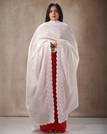 Dyeable Cotton Mulmul Dupatta - Signature Border 3