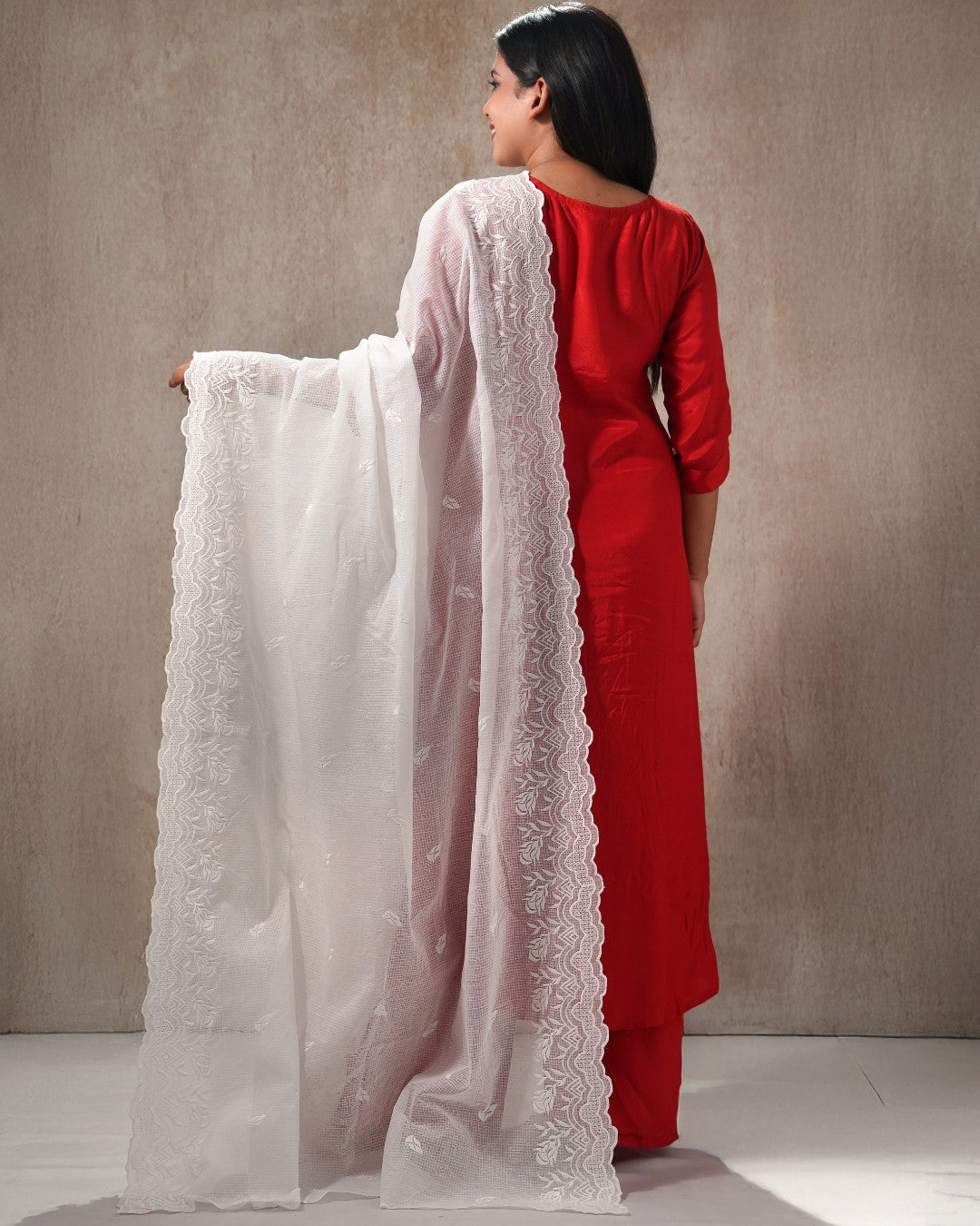 Dyeable Pure Kota Cotton Dupatta — Leaf Trail 1
