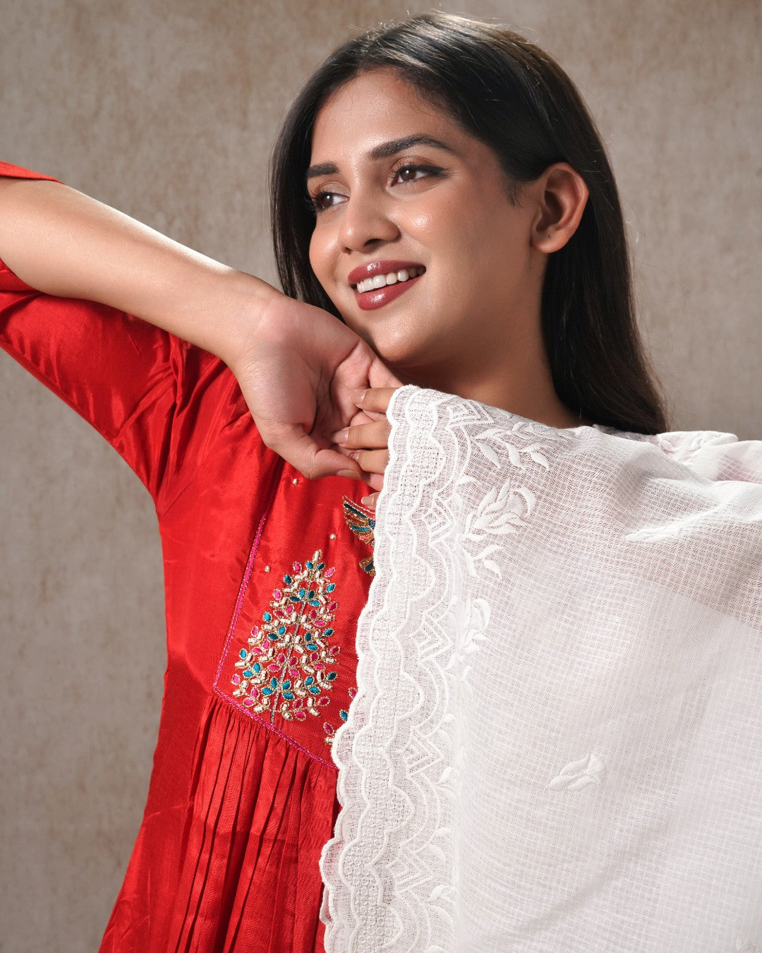 Dyeable Pure Kota Cotton Dupatta — Leaf Trail 2