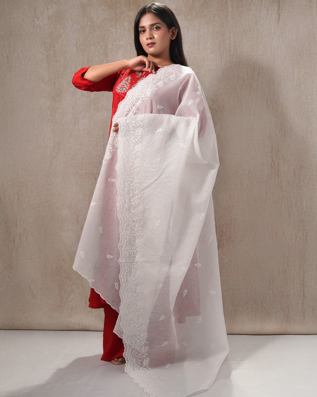 Dyeable Pure Kota Cotton Dupatta — Leaf Trail 3