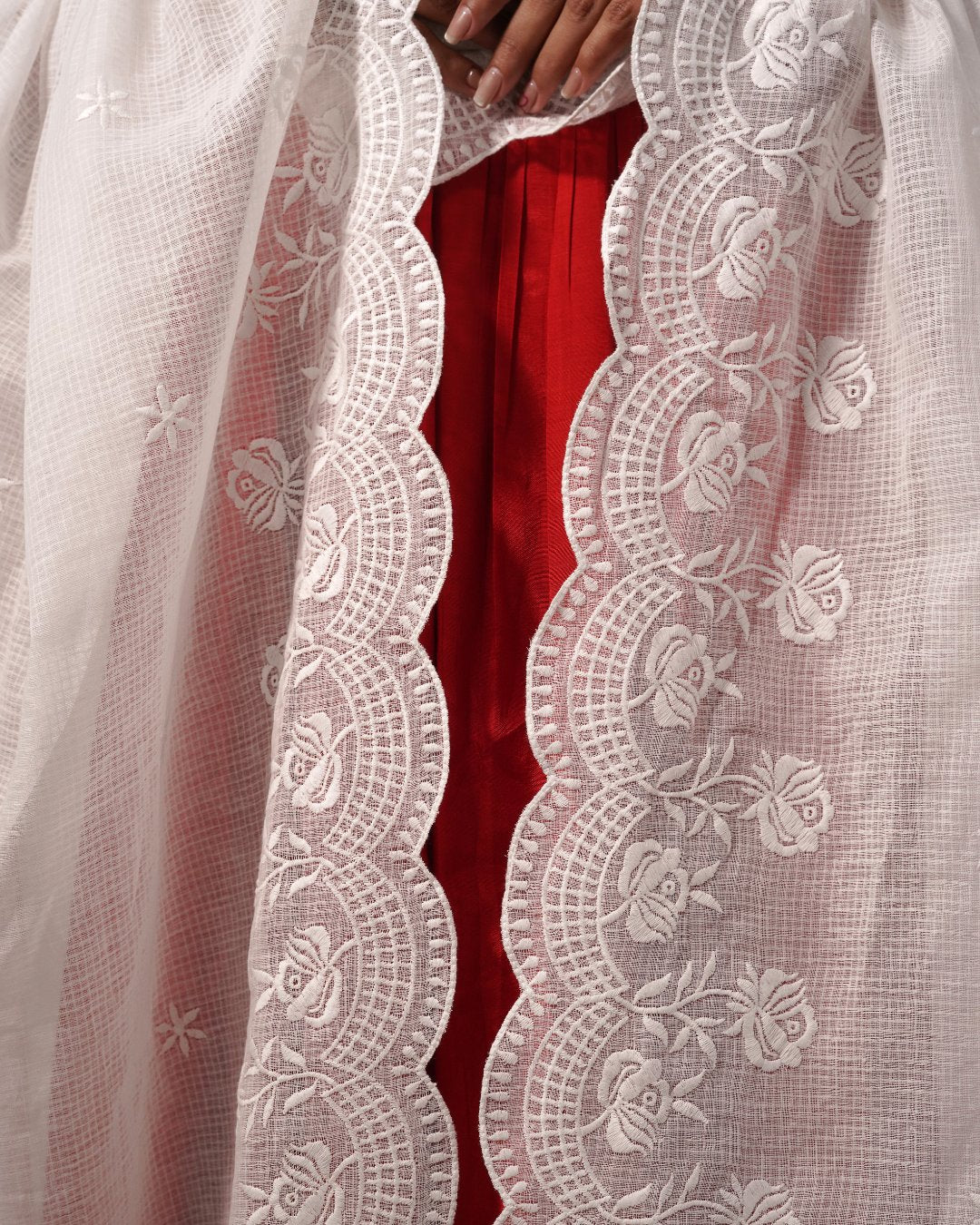 Dyeable Pure Kota Cotton Dupatta — Rose Motif