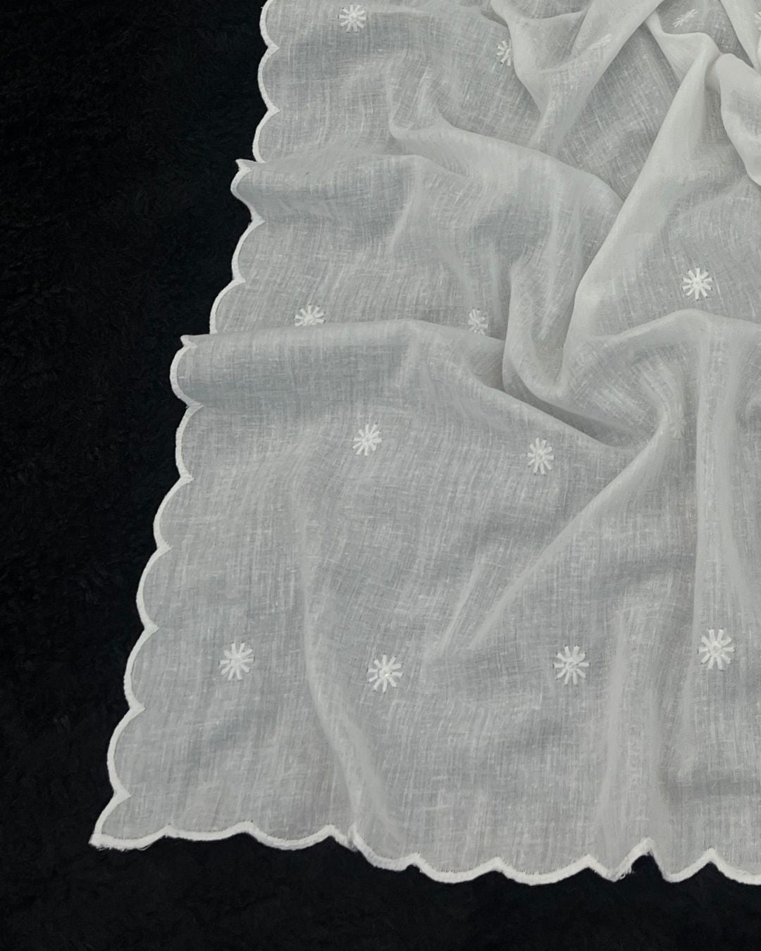 Dyeable Cotton Mulmul White Dupatta - Husn-e-Adaa